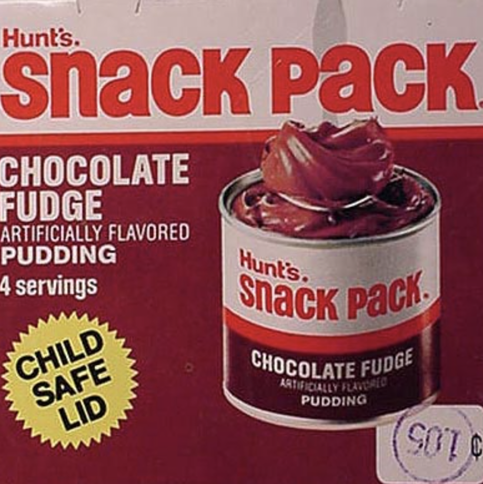 paste - Hunt's. snack Pack Chocolate Fudge Artificially Flavored Pudding 4 servings Child Safe Lid Hunt's. Snack Pack Chocolate Fudge Artificially Flavored Pudding Sot